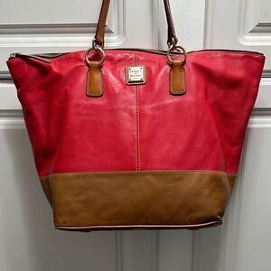 Dooney & Bourke Red and Brown Leather Tobi Tote